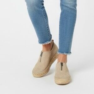 Eric Michael Espadrilles Beige Suede Loafers with Zipper Size 9